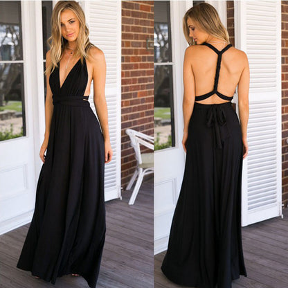 Backless Bandage One-Piece Dress Multi-Way Rope Strap Design