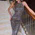 Halter Backless Sequin Dress – Slim Fit Elegant Party Gown