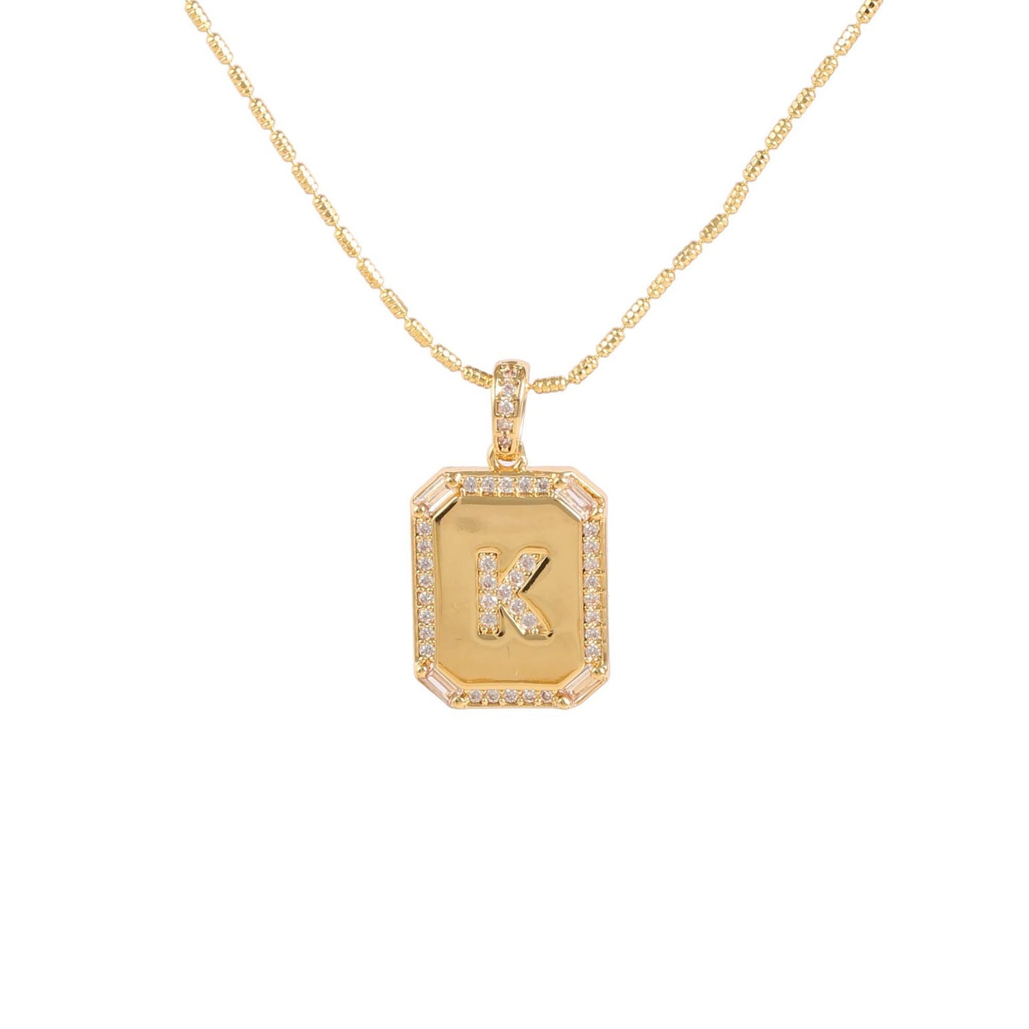 18K Gold Zircon Letter Necklace