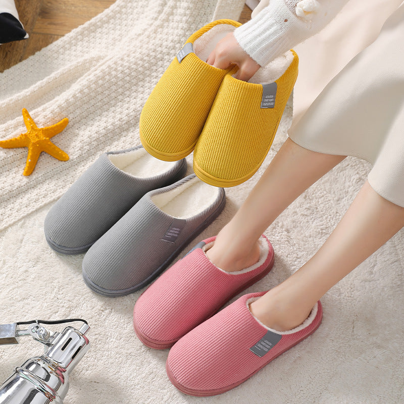 Couple Indoor Slippers for Men &amp; Women – Cozy Anti-Slip House Slides with Vertical Stripes