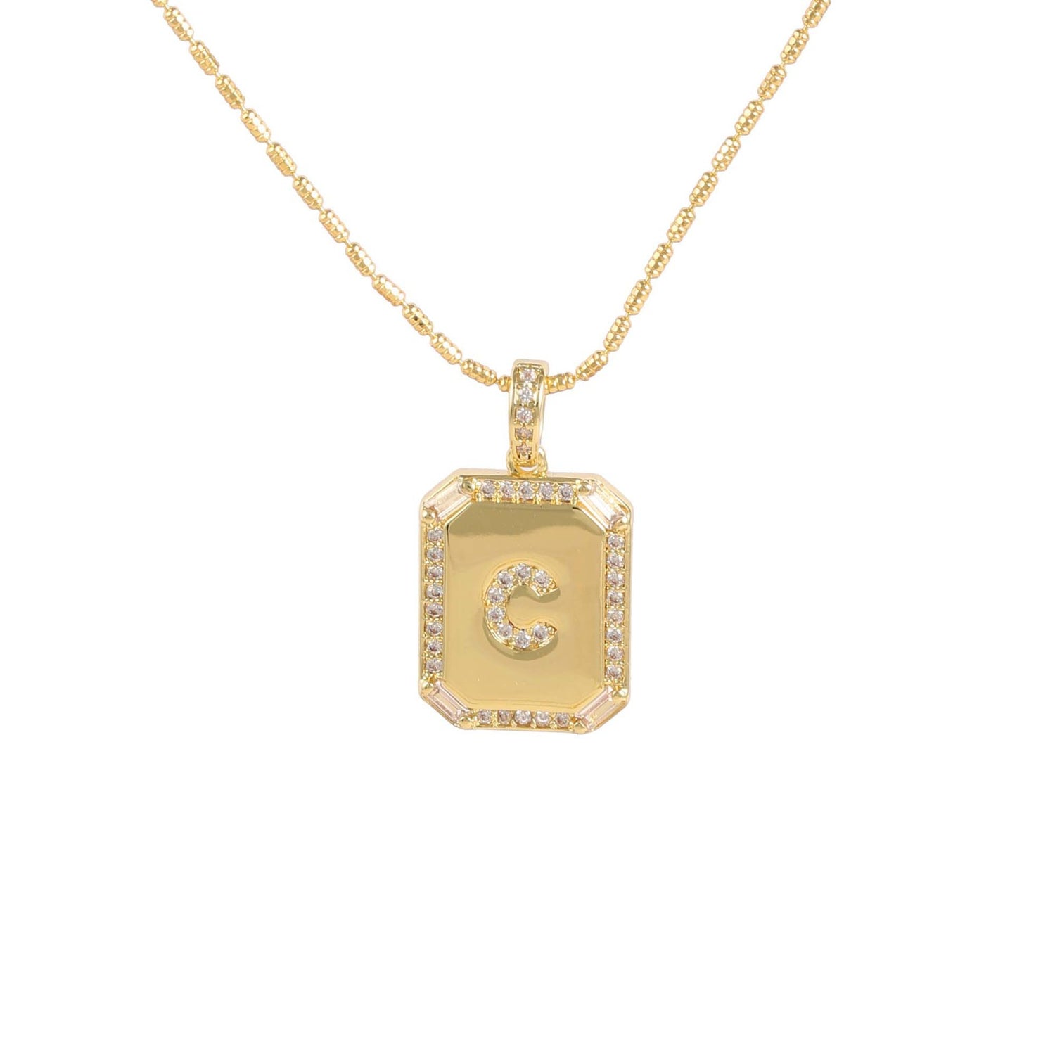 18K Gold Zircon Letter Necklace