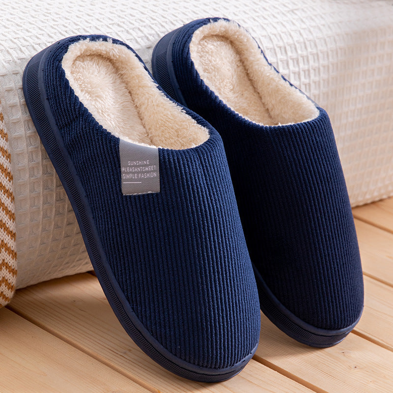 Couple Indoor Slippers for Men &amp; Women – Cozy Anti-Slip House Slides with Vertical Stripes