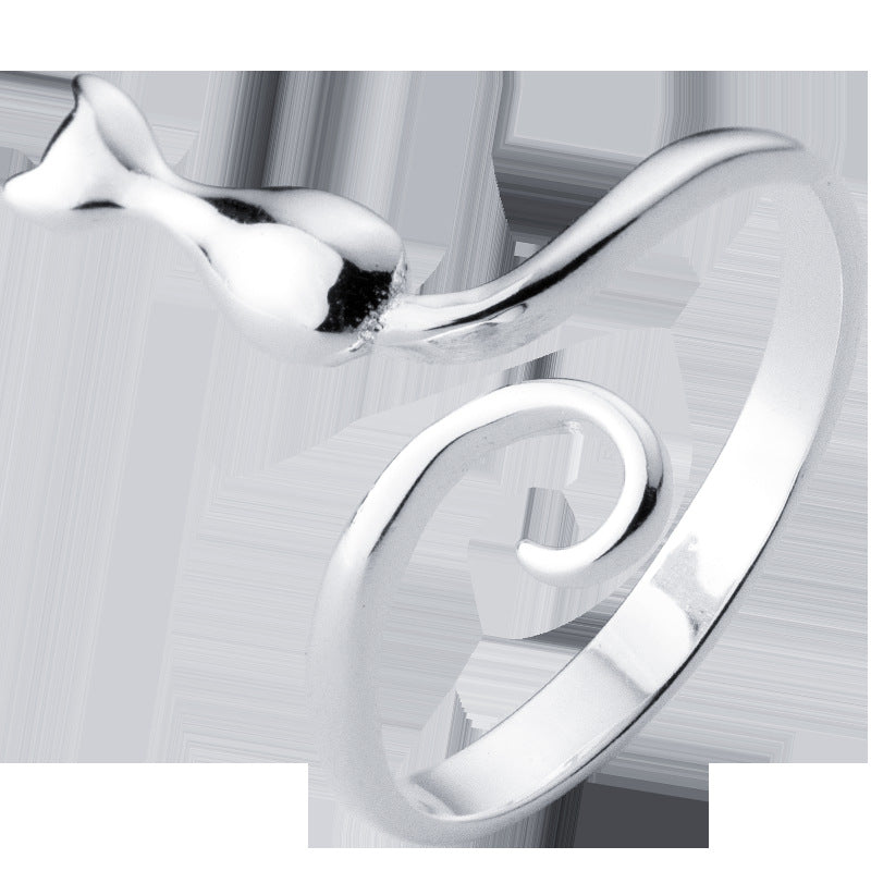 S925 Sterling Silver Cat Ring for Women