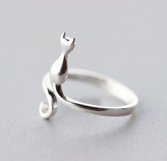 S925 Sterling Silver Cat Ring for Women