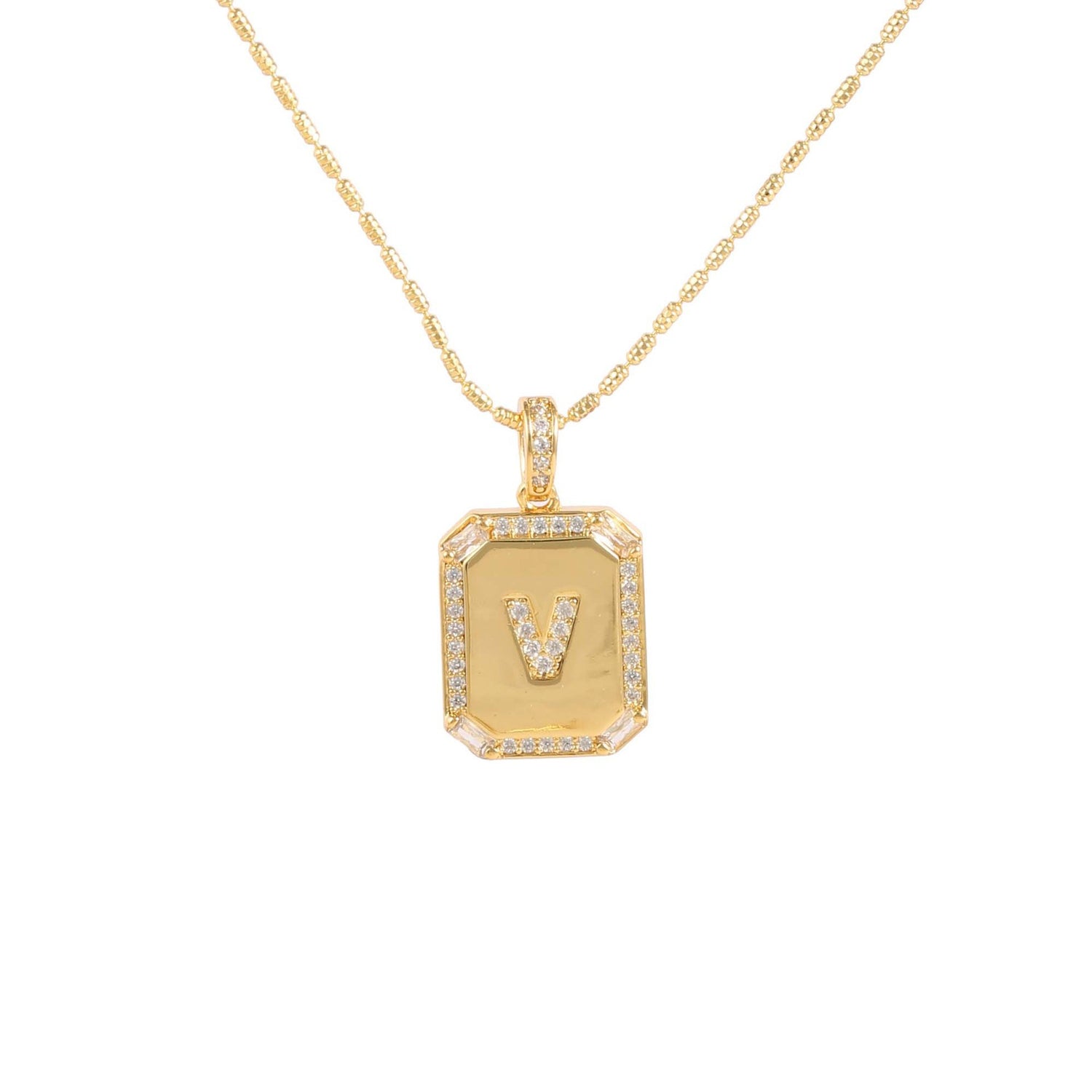 18K Gold Zircon Letter Necklace