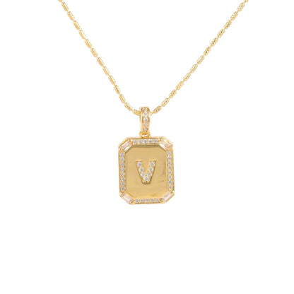 18K Gold Zircon Letter Necklace