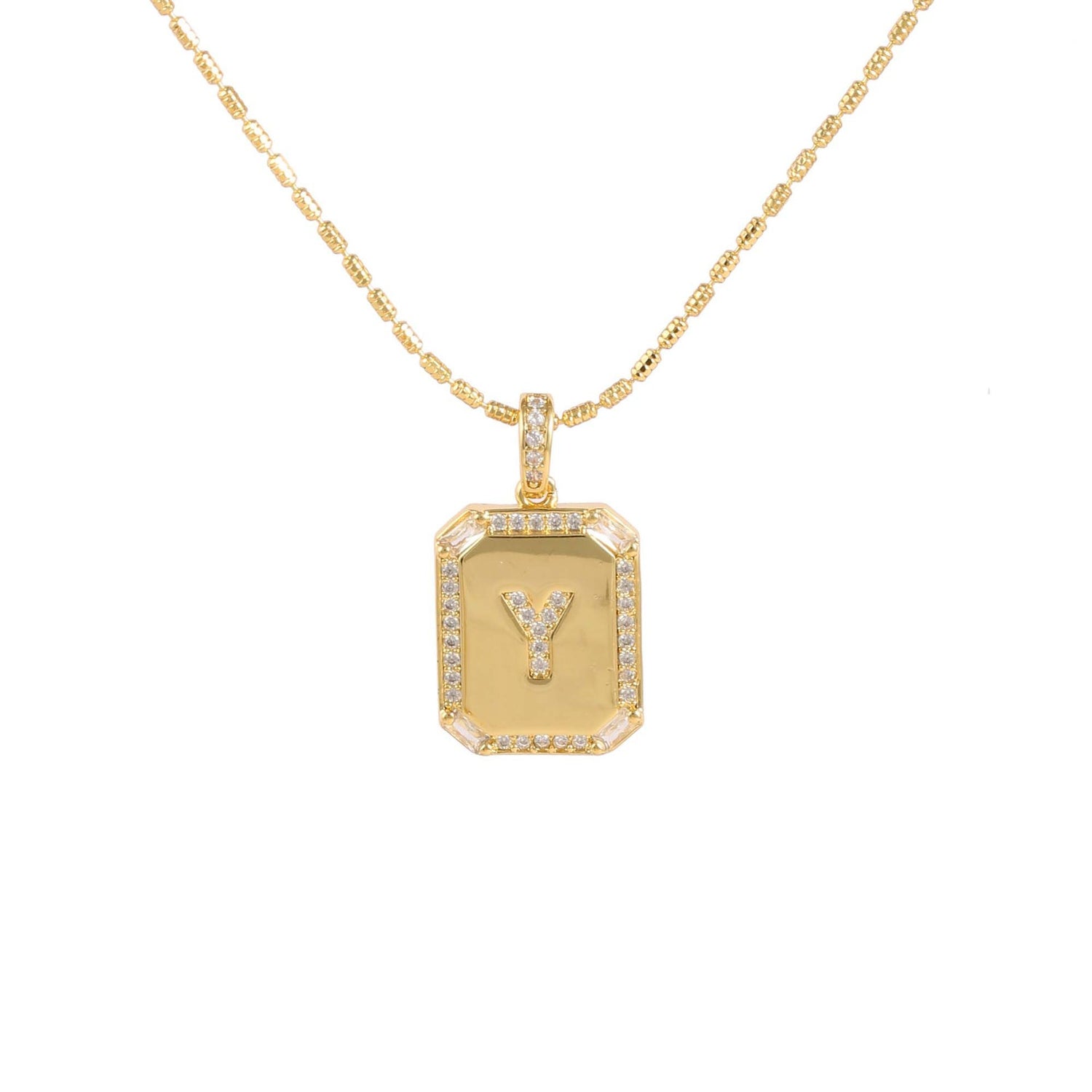 18K Gold Zircon Letter Necklace