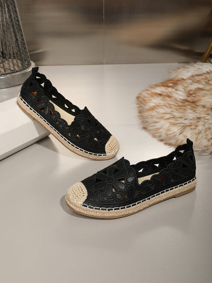 Women’s Lightweight Straw Fisherman Flats – Hollow Out Slip-On Breathable Casual Summer Shoes