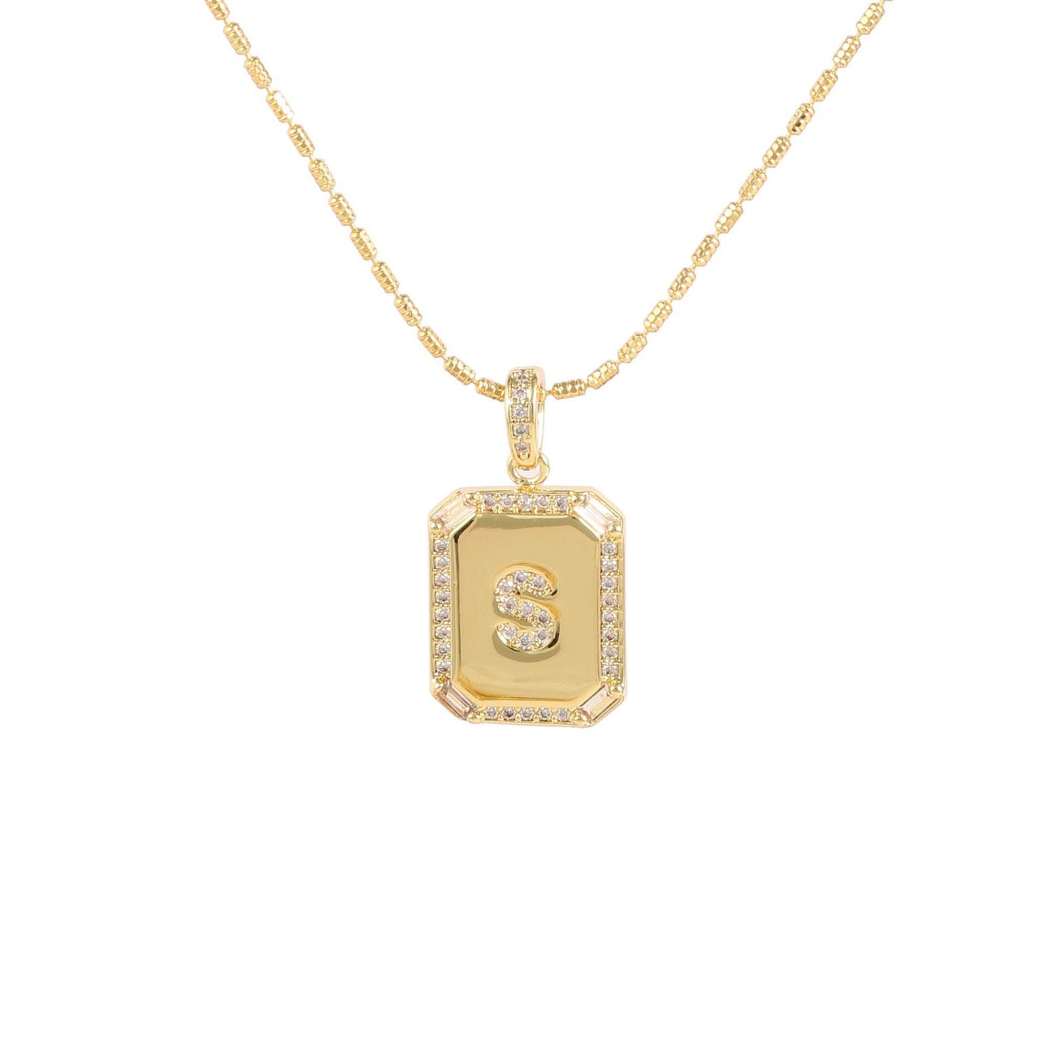 18K Gold Zircon Letter Necklace