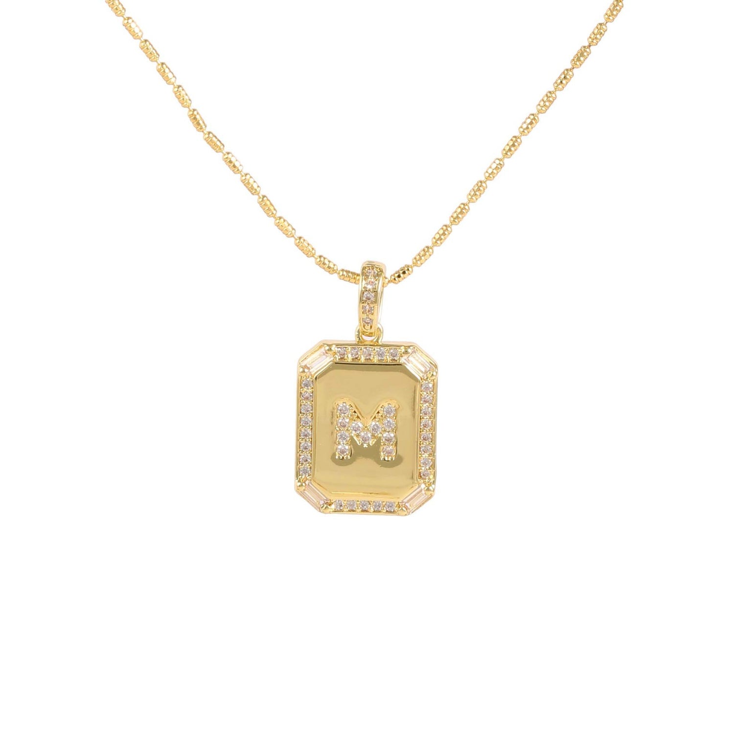 18K Gold Zircon Letter Necklace