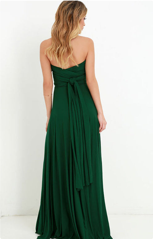 Backless Bandage One-Piece Dress Multi-Way Rope Strap Design