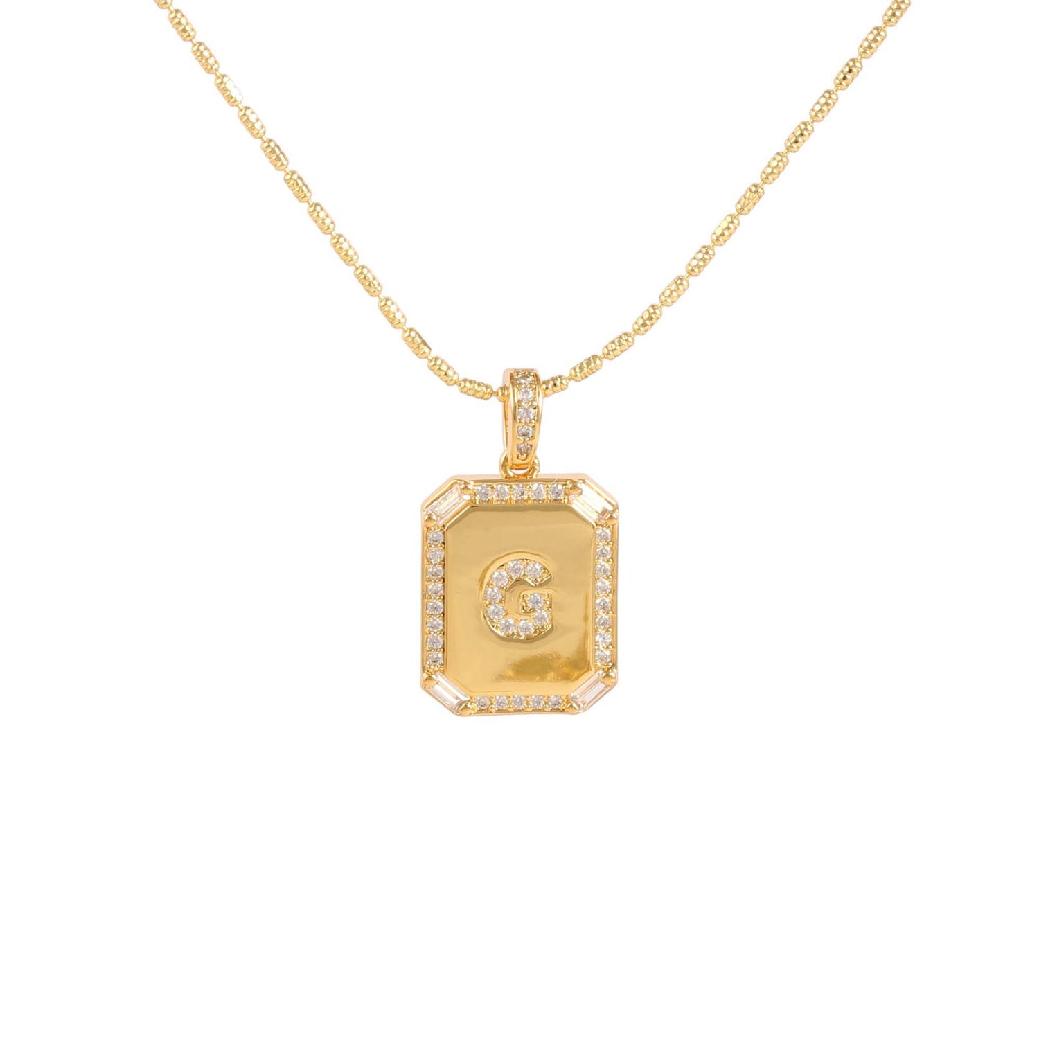 18K Gold Zircon Letter Necklace